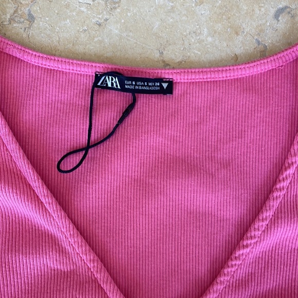 Zara Ribbed Draw-String Crop Tee Size S - Picture 9 of 9